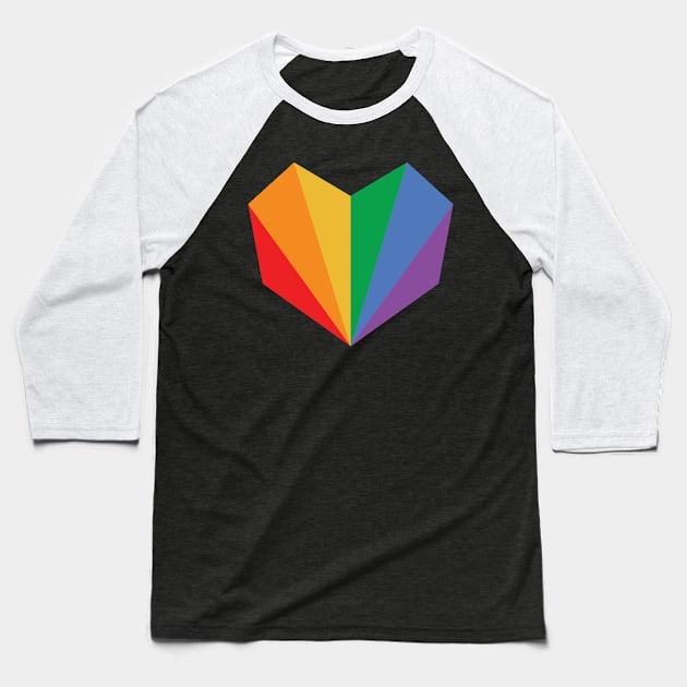 LGBT Gay Pride Flag Geometric Heart Baseball T-Shirt by Bunny Prince Design